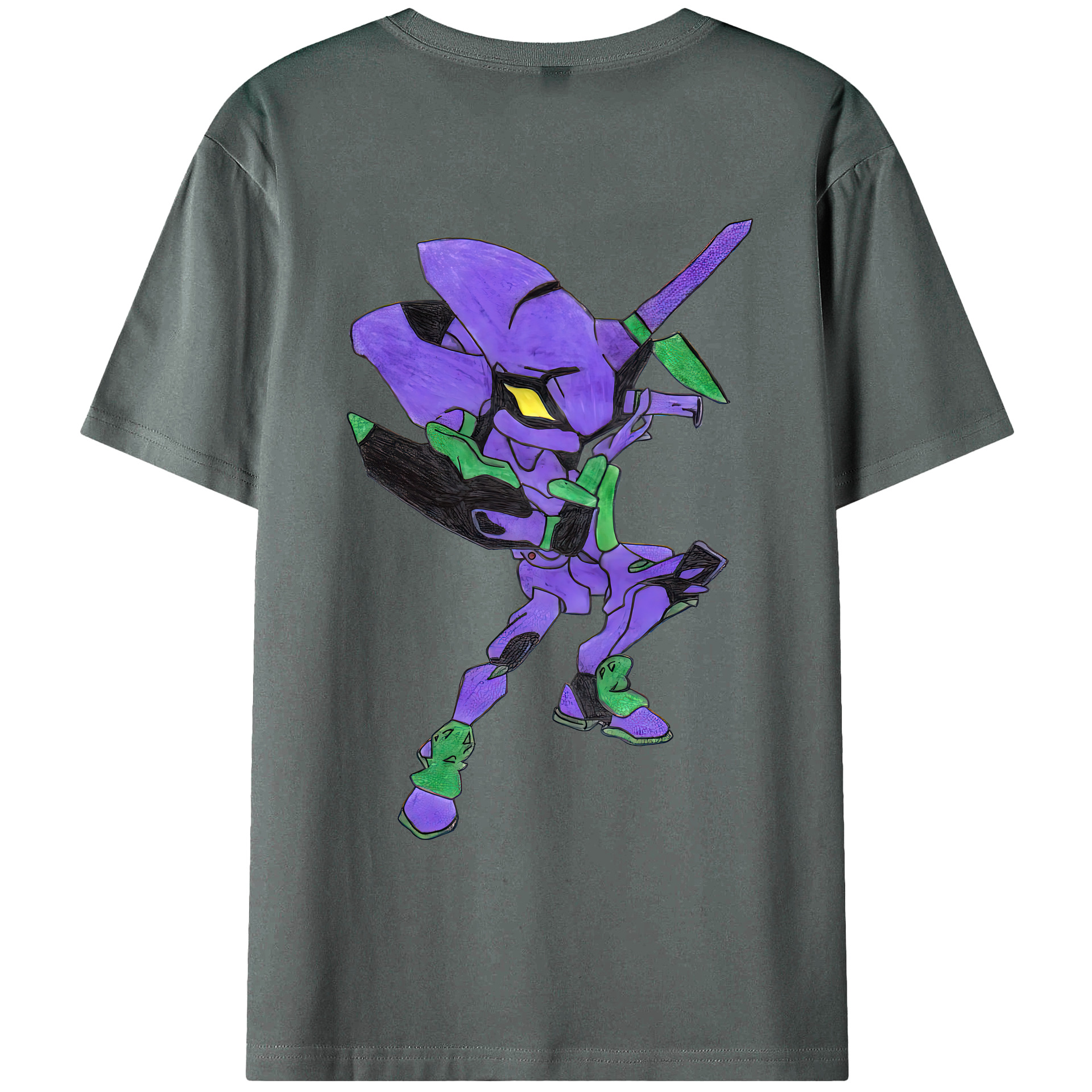 （画像用） EVA 新世紀エヴァンゲリオン 綿100％ メンズ半袖Tシャツ（バックプリント） 通気性